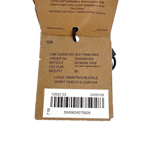 BURBERRY Louis 35mm Reversible Buckle Giant Check E-Canvas Belt 80|32 - Picture 9 of 13